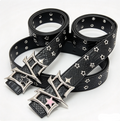 Y2K Punk LOVE Buckle Snake Texture Star Eyelet Leather Waist Belt