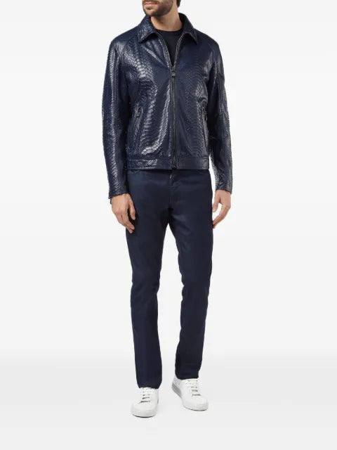 Billionaire python-skin zipped leather jacket