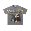 VALE USA Washed Gray Front Graphic T-Shirt